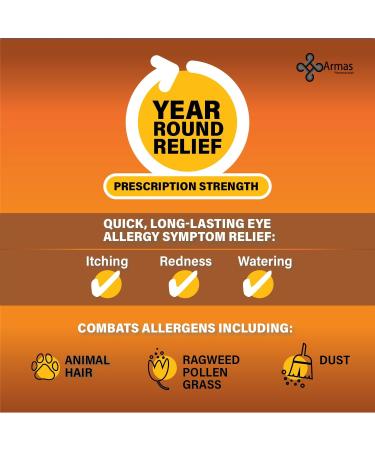 Armas Allergy Eye Drops Itch Relief Works in Minutes Relief for Up to 12 Hours Prescription Strength Ketotifen Antihistamine Solution 30 Day Supply 0.17 Fl Oz - Buy Online on GoSupps.com