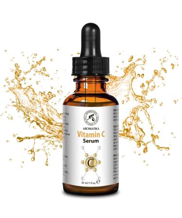 AROMATIKA Vitamin C Serum for Face - 1.0 oz | Pure Vitamin C E & Hyaluronic Acid for All Skin Types - Brightening & Hydrating Facial Serum in Glass Bottle - Buy Online on GoSupps.com