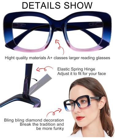 OCCI CHIARI Purple Narrow Rectangular Reading Glasses for Women - Stylish Unique 3.0x Readers - International Shipping Available - Buy Online on GoSupps.com
