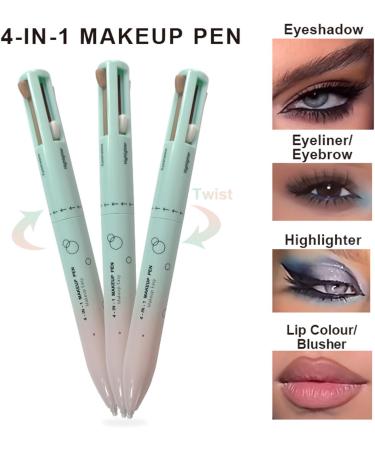 Make Up Pen 4 in 1 Makeup Pen Easy Switch Makeup Pen Includes Eyeliner Eyebrow Lip Liner & Highlighter Long Lasting Portable for Women Outdoor - Buy Online on GoSupps.com