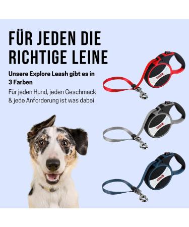 Buy High-Quality 7.5m Cong Roll-Out Dog Leash for Large Dogs up to 50kg | Comfortable Soft Handle & Reflective Belt in Red | Secure Break & Lock System - Buy Online on GoSupps.com