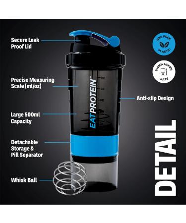 EatProtein 500ml Protein Shaker Bottle - 2 Detachable Powder Containers - Buy Online on GoSupps.com