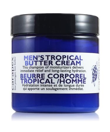 Carapex Men s Tropical Body Butter for Dry Cracked Skin Repair Deep Moisturizing Relief Cream for Sensitive Skin with Shea Butter Cocoa Butter Green Tea Vitamin E Fragrance Free (Single) 4 Ounce (Pack of 1)