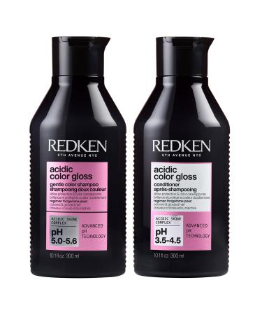 Redken Routine For Colored Hair Set of Shampoo and Conditioner Softens and Cares for Optimal Color Retention and Ultimate Shine Acidic pH Formula with Amino Acids and Vitamin E Acidic Color Gloss
