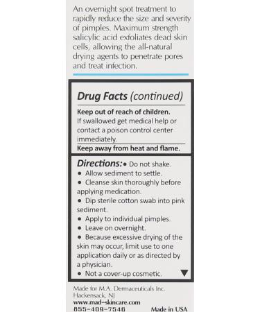 M.A.D Skincare Acne Drying Lotion - Intensive Overnight Spot Treatment 1 Fl Oz - Buy Online on GoSupps.com