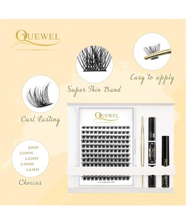 DIY Eyelash Extensions Kit QUEWEL 144 Pcs Lash Clusters Eyelash Clusters Golden Tweezer Cluster Lashes Bond and Seal Waterproof Clusters Lash Glue Remover for DIY Lash Extensions (QU-RR-DH-01) 1 Count (Pack of 1) DIY Lash Extensions Kit-RR01 - Buy Online on GoSupps.com