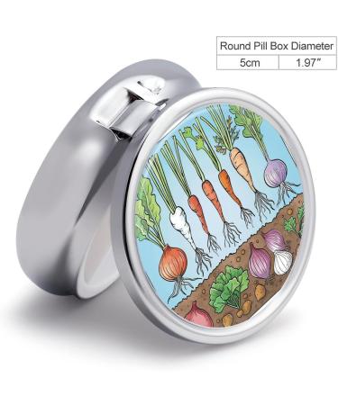 Travel Pill Box Organizer - 3 Compartment Portable Medicine Case with Vegetable Clip Art - Ideal for Handbag & Pocket - Buy Online on GoSupps.com