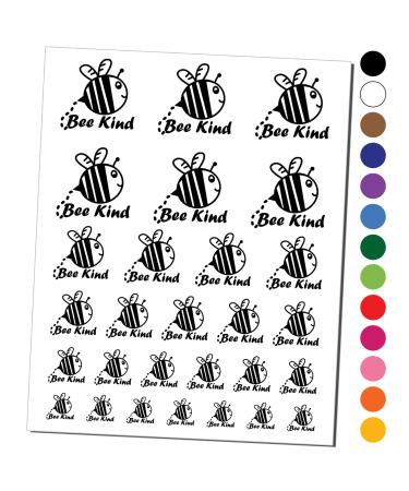 Be Kind Bumble Bee Kindness Temporary Tattoo Water Resistant Fake Body Art Set Collection - Black (One Sheet)