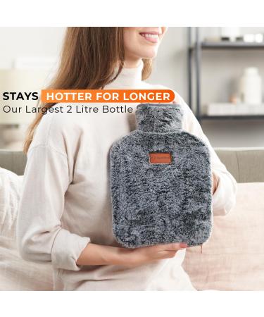 Hot Water Bottle with Cover UK - 2L Hot Water Bag for Pain Relief and Heat Control - Buy Online on GoSupps.com