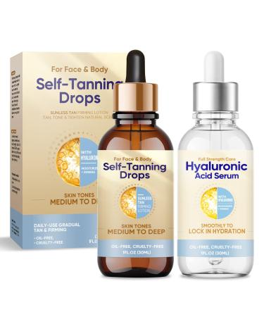 Tanning Drops Self Tanner Drops for Face and Body Nature Self Tanner Bronzing Drops with Hyaluronic Acid Serum Fragrance Free Cruelty Free Vegan Skincare for Radiant Natural Glow 1 Count(Self Tanning Drops)