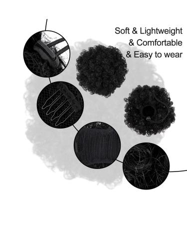 WILLBOND 2 Pieces Afro Puff Drawstring Ponytail Synthetic Short Curly Hair Extensions in Black-1b - Buy Online on GoSupps.com