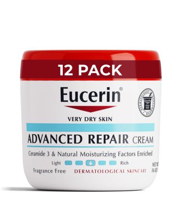 Eucerin Advanced Repair Body Cream Fragrance Free Body Cream for Dry Skin Body Moisturizer 16 Oz Jar (Pack of 12) 16 Ounce (Pack of 12)