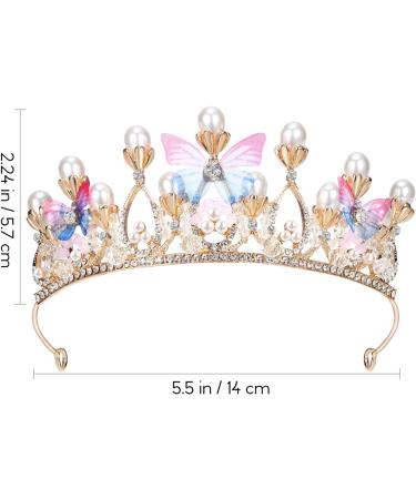 FRCOLOR Pearl Crown Tiara for Wedding Butterfly Headband Crystal Baroque Queen Crown Vintage Princess Tiara Wedding Headpieces - Buy Online on GoSupps.com