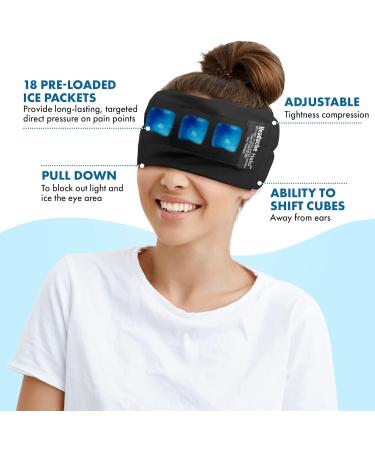 Halo Migraine Relief Hat - Soft Ice Pack Headband for Headaches - Long Lasting Cold Therapy - One Size, Black - Buy Online on GoSupps.com