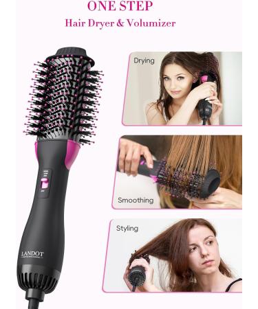Warm Air Brush & Round Brush Styler - One-Step Hair Dryer & Volumizer | Ion Hot Air Comb for Effortless Styling - Black - Buy Online on GoSupps.com