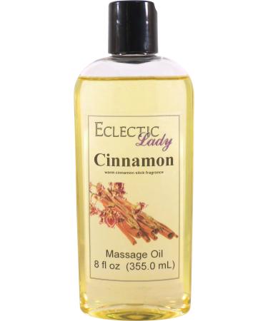 Cinnamon Massage Oil 8 oz With Sweet Almond Oil and Jojoba Oil Preservative Free Perfect for Aromatherapy and Relaxation 8 Ounce