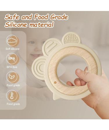 Natural Wood & Silicone Baby Bite Ring - Safe BPA-Free Gripping Toy | Perfect Eco-Friendly Gift - Buy Online on GoSupps.com