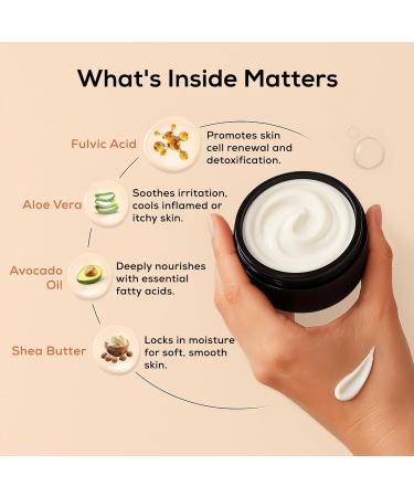 Fulvic Acid Skin Cream Hydrating Face & Body Moisturizer with Aloe Vera Shea Butter & Vitamin E | Nourishes Soothes & Softens Dry Sensitive and Irritated Skin | For Women & Men | 2 oz.Ho - Buy Online on GoSupps.com