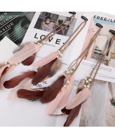 MWOOT Feather Hair Clips - Boho Hippie Extensions with Tassel, Beads, and Hemp Rope - Perfect for Women's Halloween Party Costume - Buy Online on GoSupps.com