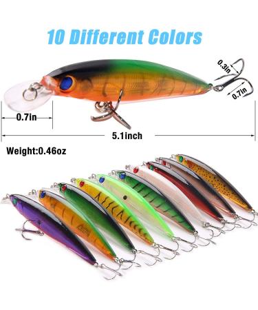 Saltwater Fishing Lures Set - 3D Eyes Minnow Crankbaits for Bass Trout Walleye - Buy Online on GoSupps.com