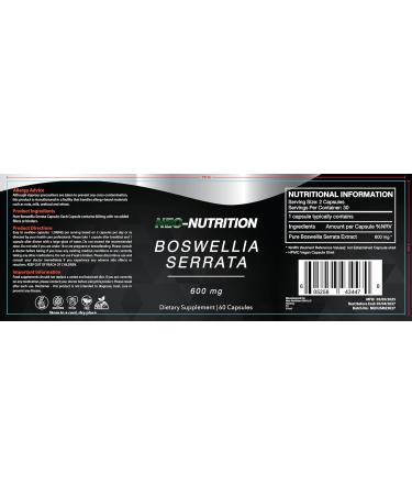 NEO-NUTRITION BOSWELLIA SERRATA 600mg Joint Health & Comfort Ayurvedic Herb: Indian Olibanum/Frankincens Healthy Mobility Support Pain Relief Inflammation Arthritis AYURVEDIC - Buy Online on GoSupps.com