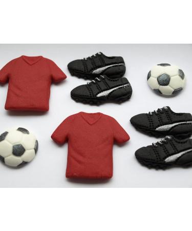 8x Football Happy Birthday Cake Toppers Edible Fondant Cupcake Decor Red Shirt Fan Football Kit - Buy Online on GoSupps.com