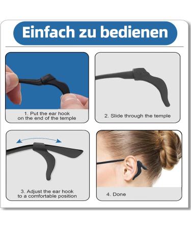 Zmdecqna Glasses Holder - 12 Silicone Anti-Slip Ear Pads for Glasses & Sunglasses - Soft Comfortable Protection (Black Transparent Brown) - Buy Online on GoSupps.com