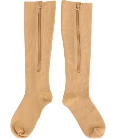 Comfortable Women's Compression Stockings with Zipper | Closed Toe | Promotes Blood Circulation | Knee High | S-M Skin Tone - Buy Online on GoSupps.com