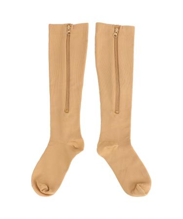 Penrux compression socks with zipper 1 pair 15 20 mmHg medical compression socks with a closed toe area and skin protection with zipper high support socks S-M skin color