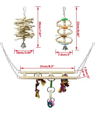 BWOGUE 7 Pack Bird Parrot Toys - Natural Wood Chewing, Hanging Swing, Climbing Ladders - Small Parakeets, Cockatiels, Conures, Finches, Budgie, Parrots, Love Birds - Buy Online on GoSupps.com