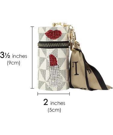 Adorila Mini Leather Lipstick Organizer Keychain Bag - Portable Purse Lipgloss Holder for Fingernail Polish (White) - Buy Online on GoSupps.com