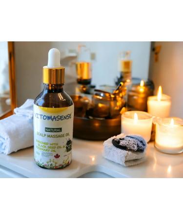 Scalp Massage Oil Natural & Organic Rosemary & Blackseed Oil (2 Fl oz) | Premium Quality | Ethically Sourced in Canada | Vitomasense - Buy Online on GoSupps.com