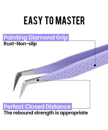 Fiber Tip Lash Tweezers - Professional Eyelash Extension Tool for Precision Work | Purple 90 Degree Volume Tweezers - Buy Online on GoSupps.com