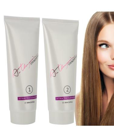2pcs 260ml Professional Hair Straightening Cream  Hydrating Moisturiser Hair Straighten Cream for Frizzy Dry Damaged Hair