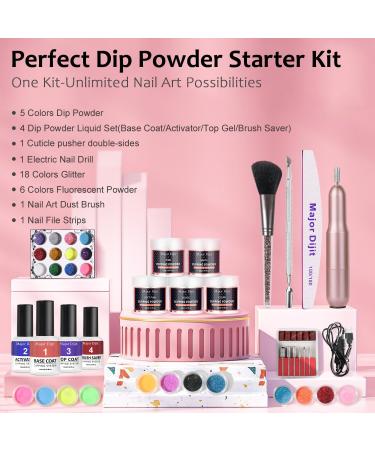 Dip Powder Nail Kit with Electric Nail Drill Clear White Red Black Pink 5 Colours Acrylic Dipping Powder Starter Kit with Base Coat Top Coat Activator Brush Saver French Nail Art Manicure Gifts - Buy Online on GoSupps.com
