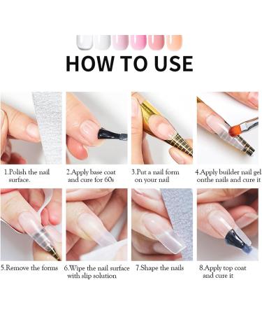 Nail Builder Gel Set Gel Nail Polish Kit 6 Color Hard Gel Builder Nail Extension Gel Clear White Pink Nude Poly Gel Nail Set for Nail Thicken & Strengthen Nail Art DIY for Women - Buy Online on GoSupps.com