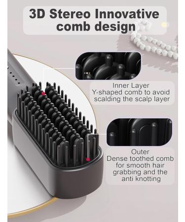 Mini Hair Straightener Brush Cordless Hair Straighteners Hot Comb with 25s Fast Heating 3 Temp & Anti-Scald Portable Hair Straightening Brush for Women and Kids Wet to Dry Tools for Travel Styling - Buy Online on GoSupps.com