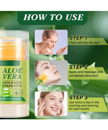 Aloe Vera Face & Neck Cream Stick 2 Pack Hydrating Balm Stick with Aloe Vera Rosemary Oil & Lavender Lifting & Firming Neck Cream for Men & Women Moisturizing Portable Skin Care for Day and Night - Buy Online on GoSupps.com