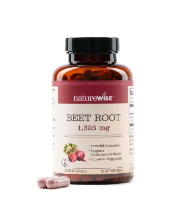 NatureWise Beet Root Capsules 1325mg with Organic Beetroot - Nitric Oxide Booster for Circulation and Heart Health Support - Vegan Gluten-Free Non-GMO - 120 Capsules 60 Day Supply 120 Count (Pack of 1)