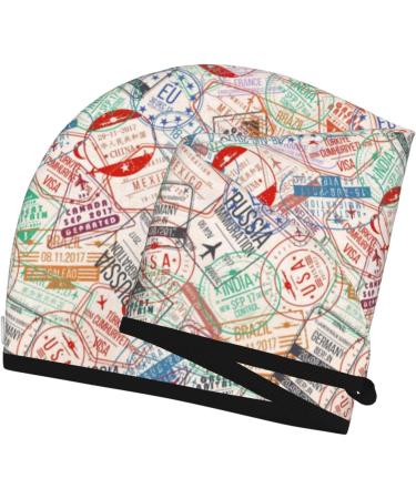 Hair Towel Wrap with Button - Quick Drying Hair Turban & Head Towel (Passport Stamp) - International Shipping Available - Buy Online on GoSupps.com