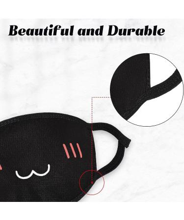 Kawaii Anime Face Mask Set - 10 Pack Cute Mouth Coverings for Women, Girls, Kids - Reusable & Washable - Black & White - Buy Online on GoSupps.com
