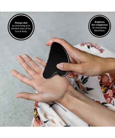 Bian Stone Obsidian Gua Sha Massage Tool - Facial & Body Guasha Stone for Lymphatic Drainage - New Comb Design - Buy Online on GoSupps.com
