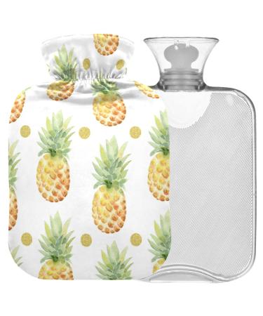 Naanle polka dots pineapple water bottle with reference transparent hot water bottle 2l large hot hot water bottle for bed hand feet warmer pain relief heat and cold therapy