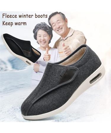 Winter Diabetic Shoes - Extra Wide Orthopedic Slippers for Men & Women - Adjustable Bandage Shoes for Arthritis & Swollen Feet - Grey, Size Men 9/Women 10 - Buy Online on GoSupps.com