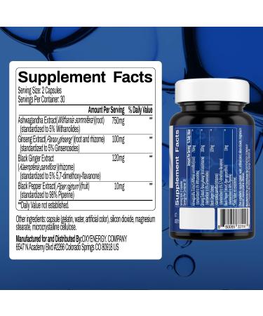 OxyEnergy Shilajit and Ashwagandha 60 Capsules - Buy Online on GoSupps.com