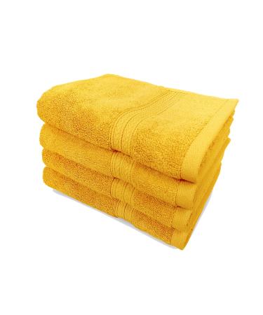BHT Towels - 100% Cotton Thick & Large 600 GSM Hand Towel - Genuine Ringspun, Luxury Hotel & Spa Quality (Set of 4 Hand Towels, Golden Yellow) Set of 4 Hand Towels Yellow
