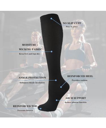 6 Pairs Compression Socks for Men & Women | 20-30 mmHg Knee High Support for Running Cycling Hiking & Medical - Black & Khaki L-XL - Buy Online on GoSupps.com