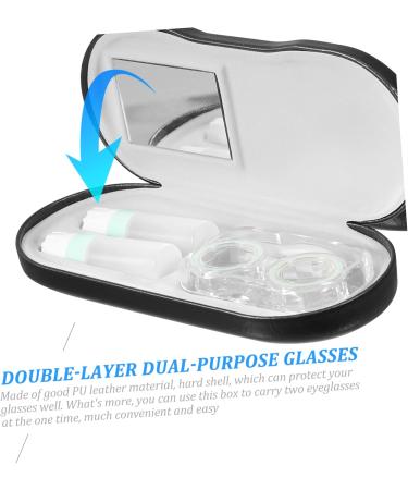 Buy Healeved Double Layer Glasses Case Set - Durable Eyeglasses Holder & Travel Lens Case | Hard & Leather PU Design for All Types of Glasses - Buy Online on GoSupps.com