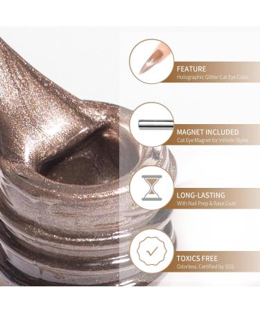15ML Nude Magnetic Cat Eye Gel Nail Polish - Soak off Holographic Polish for Nail Art DIY - Buy Online on GoSupps.com