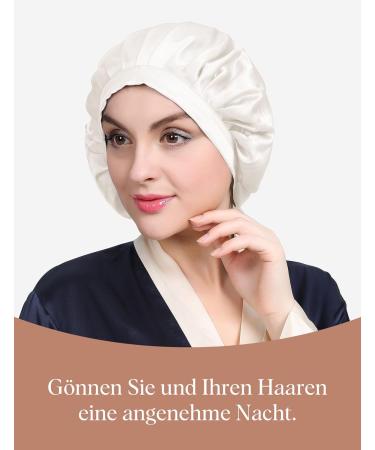 LilySilk 100% Pure Mulberry Silk Sleep Cap for Women - 19 Momme Natural Bonnet for Hair Care | Soft Silk Hair Wrap in Ivory - Buy Online on GoSupps.com